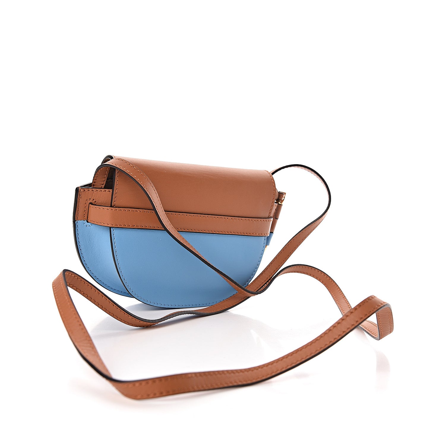 Grained Calfskin Mini Gate Crossbody Bag Tan Sky Blue