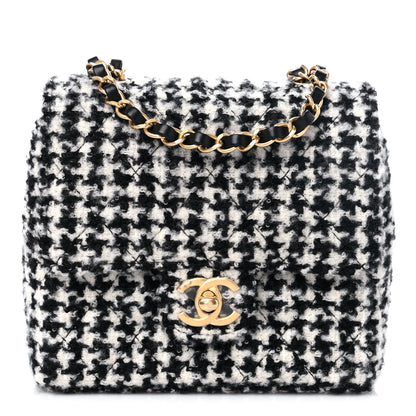 Chanel Tweed Houndstooth Mini Square Flap Black White 1 of 9