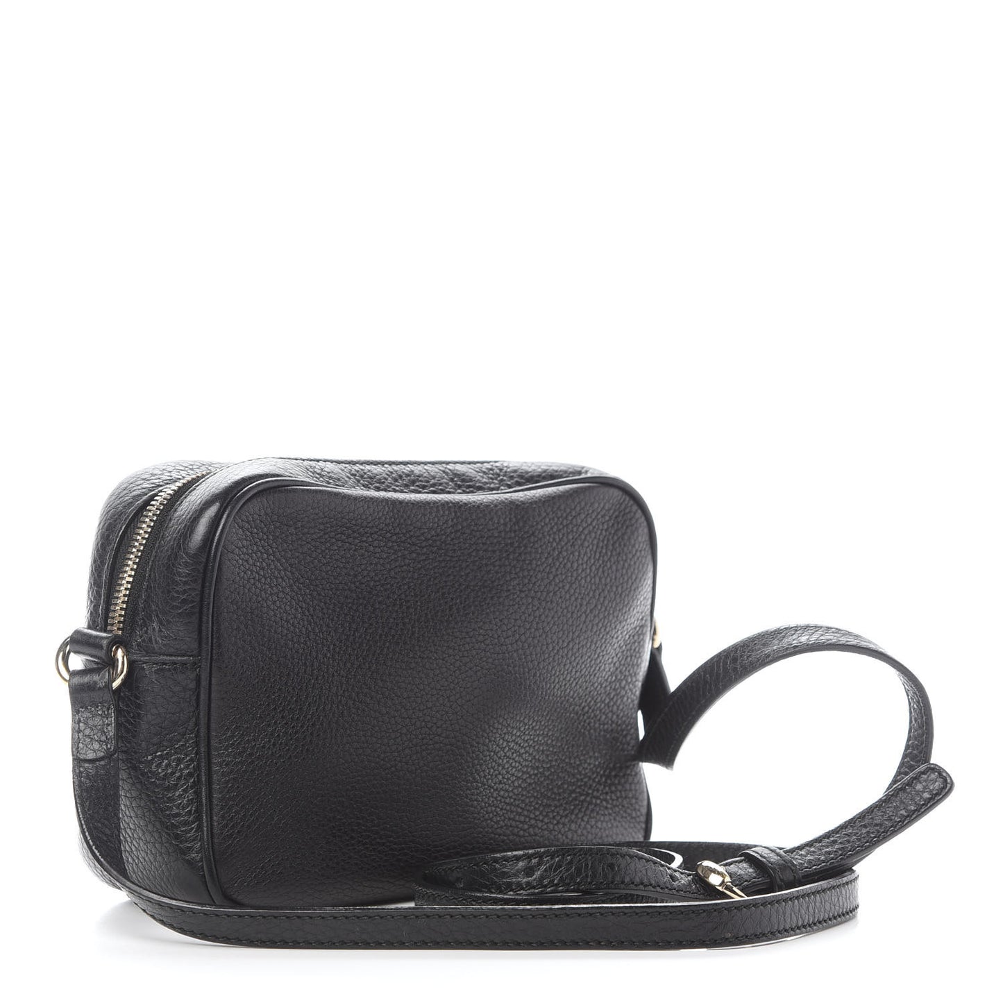 Pebbled Calfskin Small Soho Disco Bag Black