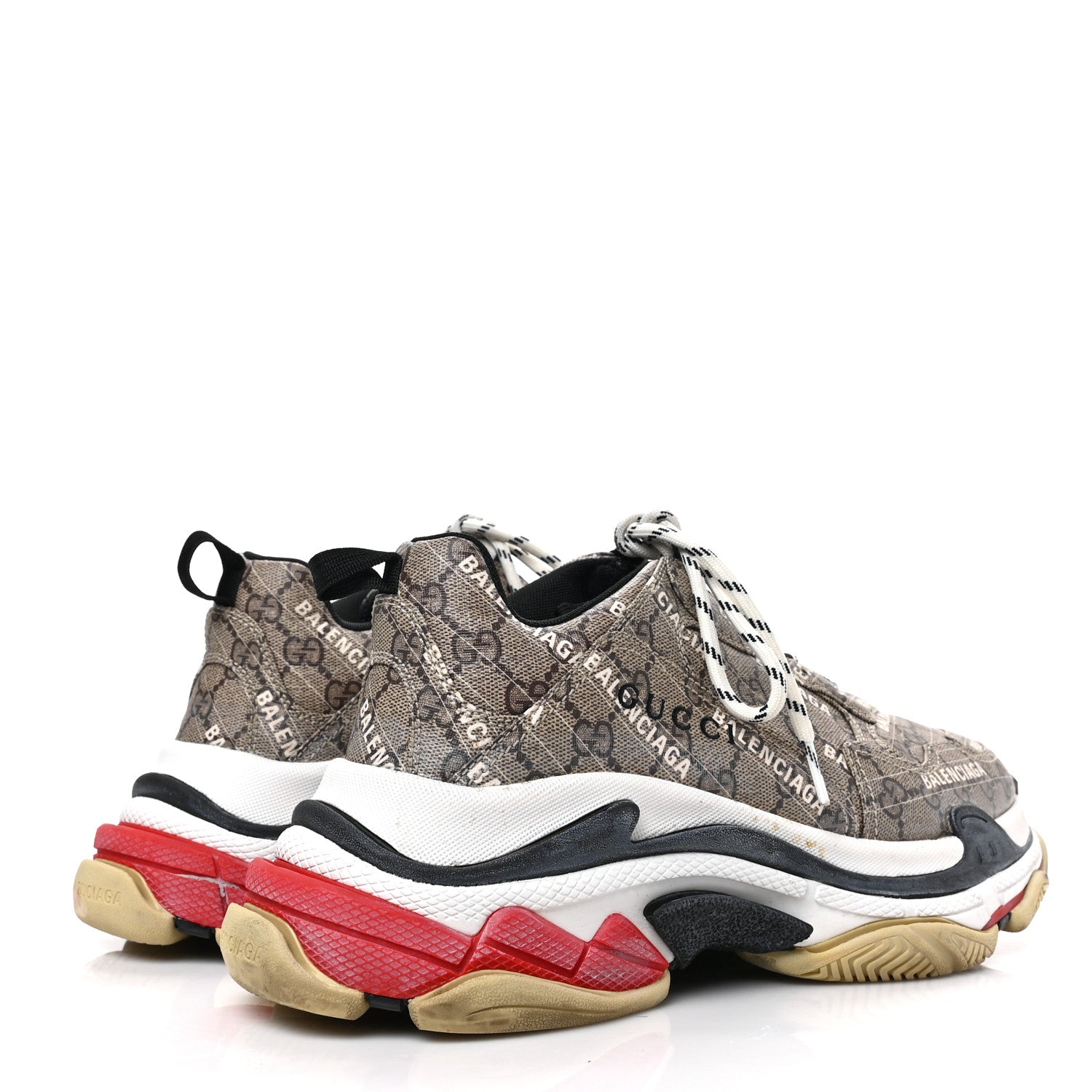 Balenciaga X GUCCI GG Supreme Monogram Allover Logo Mens Triple S Sneakers 43 Beige Ebony Mystic White 4 of 6