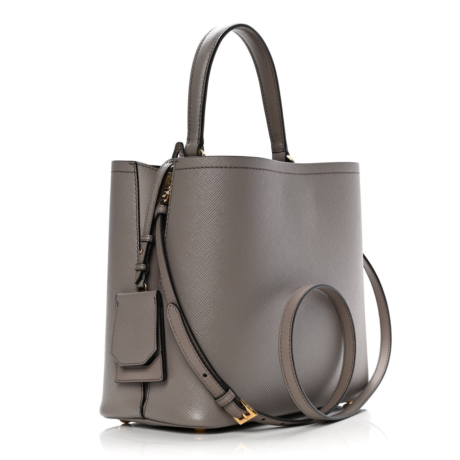Prada Saffiano Cuir Medium Panier Bucket Bag Argilla Black 4 of 9