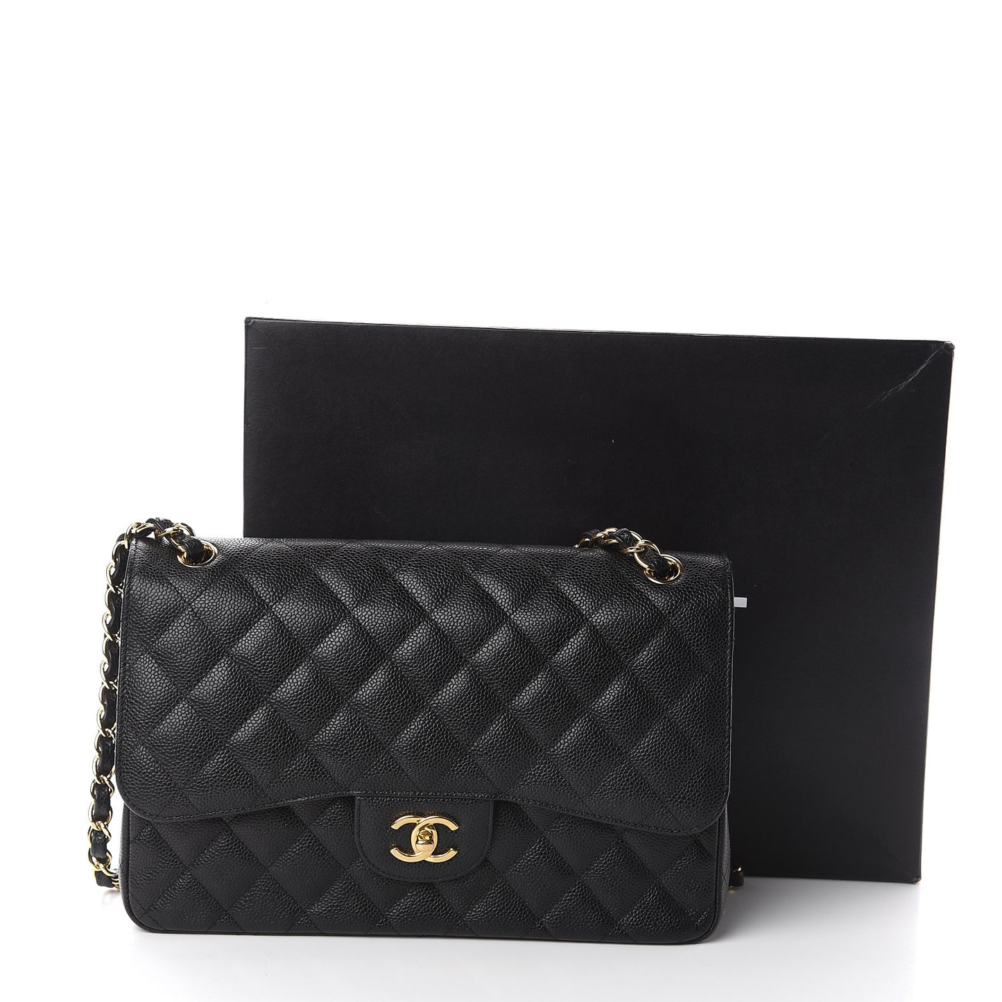 Caviar Quilted Jumbo Double Flap Black