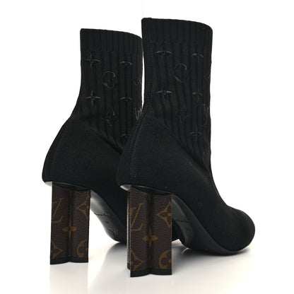 Louis Vuitton Monogram Stretch Fabric Silhouette Ankle Boots 38 Black 4 of 6