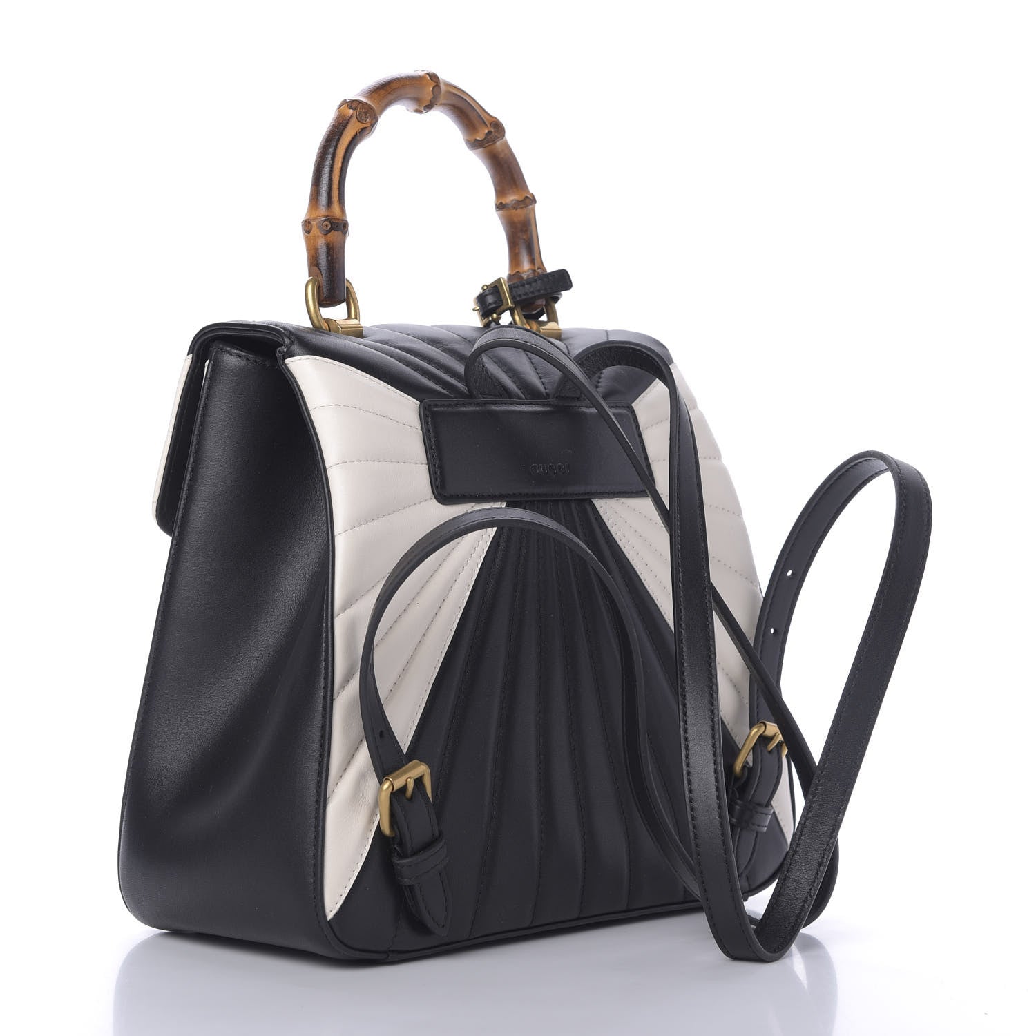 Gucci Calfskin Bamboo Trapuntata Queen Margaret Backpack Mystic White Black 4 of 11