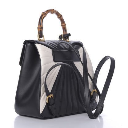 Gucci Calfskin Bamboo Trapuntata Queen Margaret Backpack Mystic White Black 4 of 11