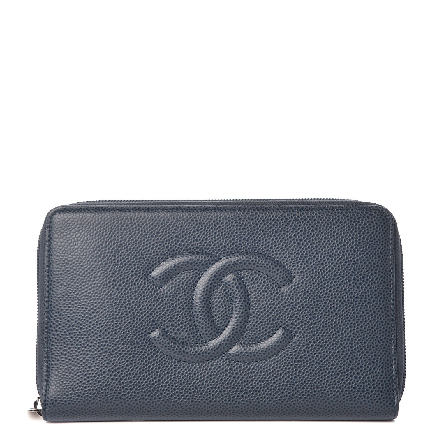 Chanel Caviar Timeless Travel Zip Wallet Blue 1 of 8