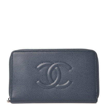 Chanel Caviar Timeless Travel Zip Wallet Blue 1 of 8
