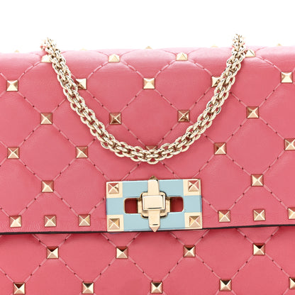 Valentino Garavani Nappa Rockstud Spike Wallet On Chain Shadow Pink 22 of 35