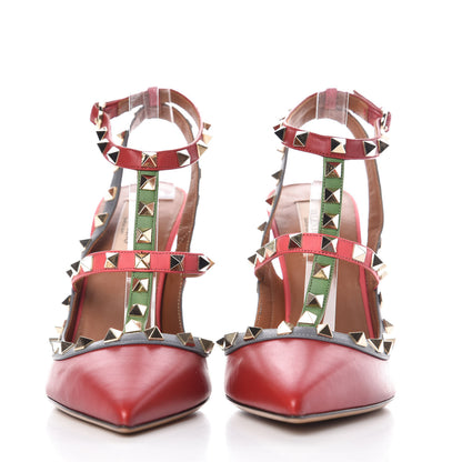Valentino Garavani Nappa Rockstud Ankle Strap 100mm Pumps 39.5 Rosso Valentino Grey Clover Deep Rose 2 of 7