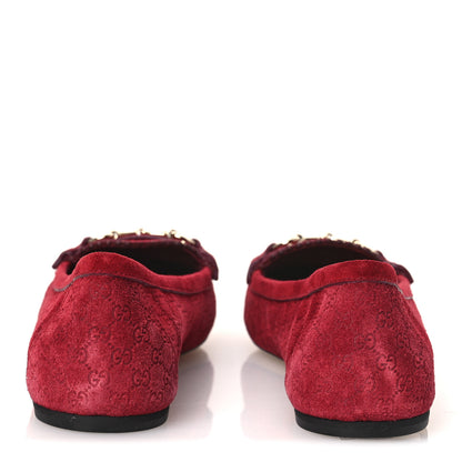 Gucci Suede Micro GG Horsebit Womens Kensington Moccasin Loafers 37  Rosso Ancora 6 of 11