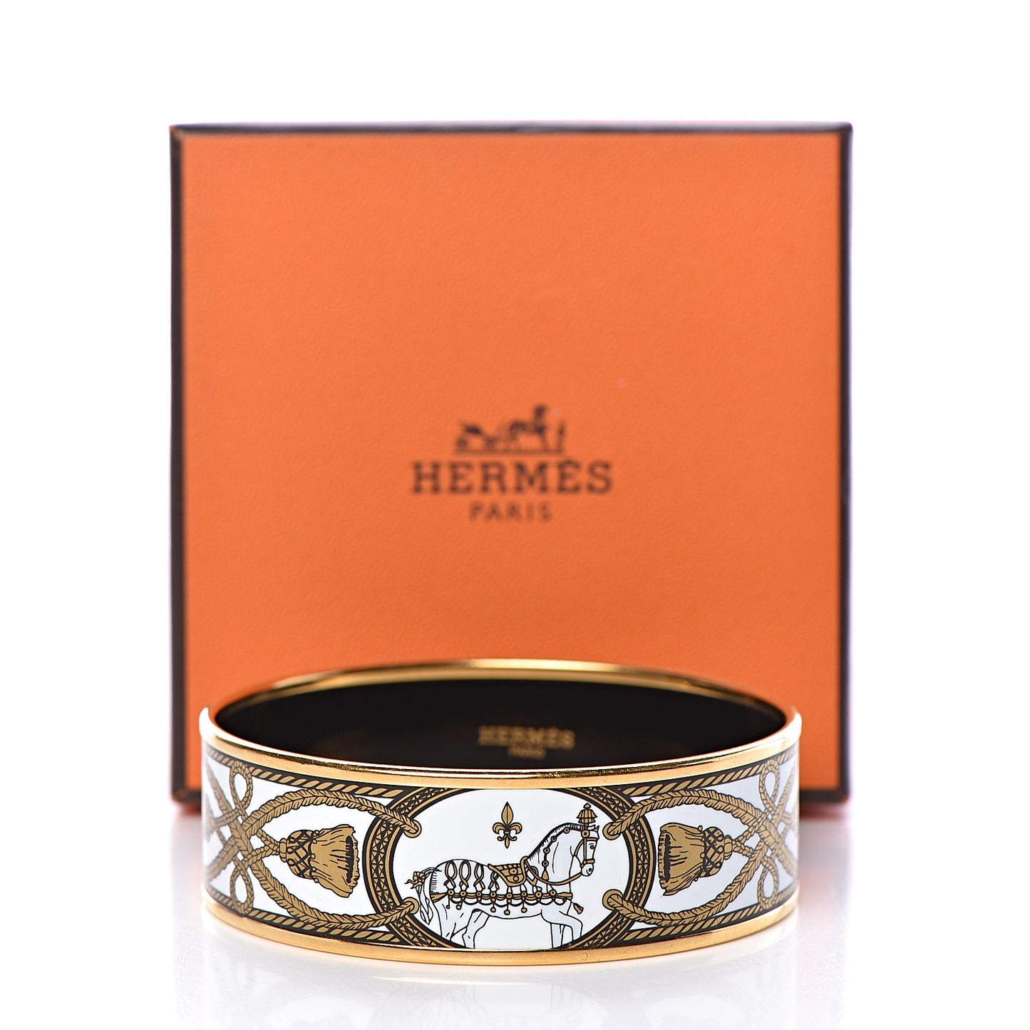 Enamel Printed Wide Grand Apparat Bracelet 70 White