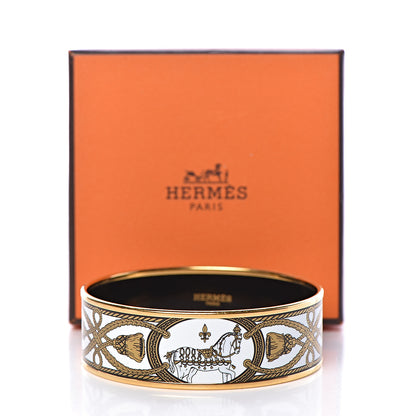 Hermes Enamel Printed Wide Grand Apparat Bracelet 70 White 6 of 6