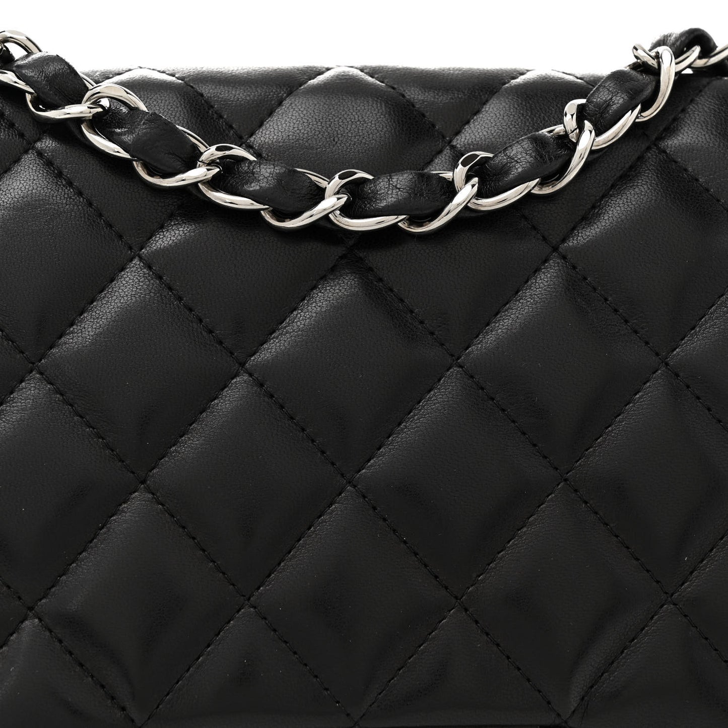 Lambskin Quilted Jumbo Single Flap Black
