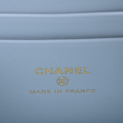 Chanel Lambskin Quilted Small Top Handle Vanity Case With Chain Light Blue 6 of 10