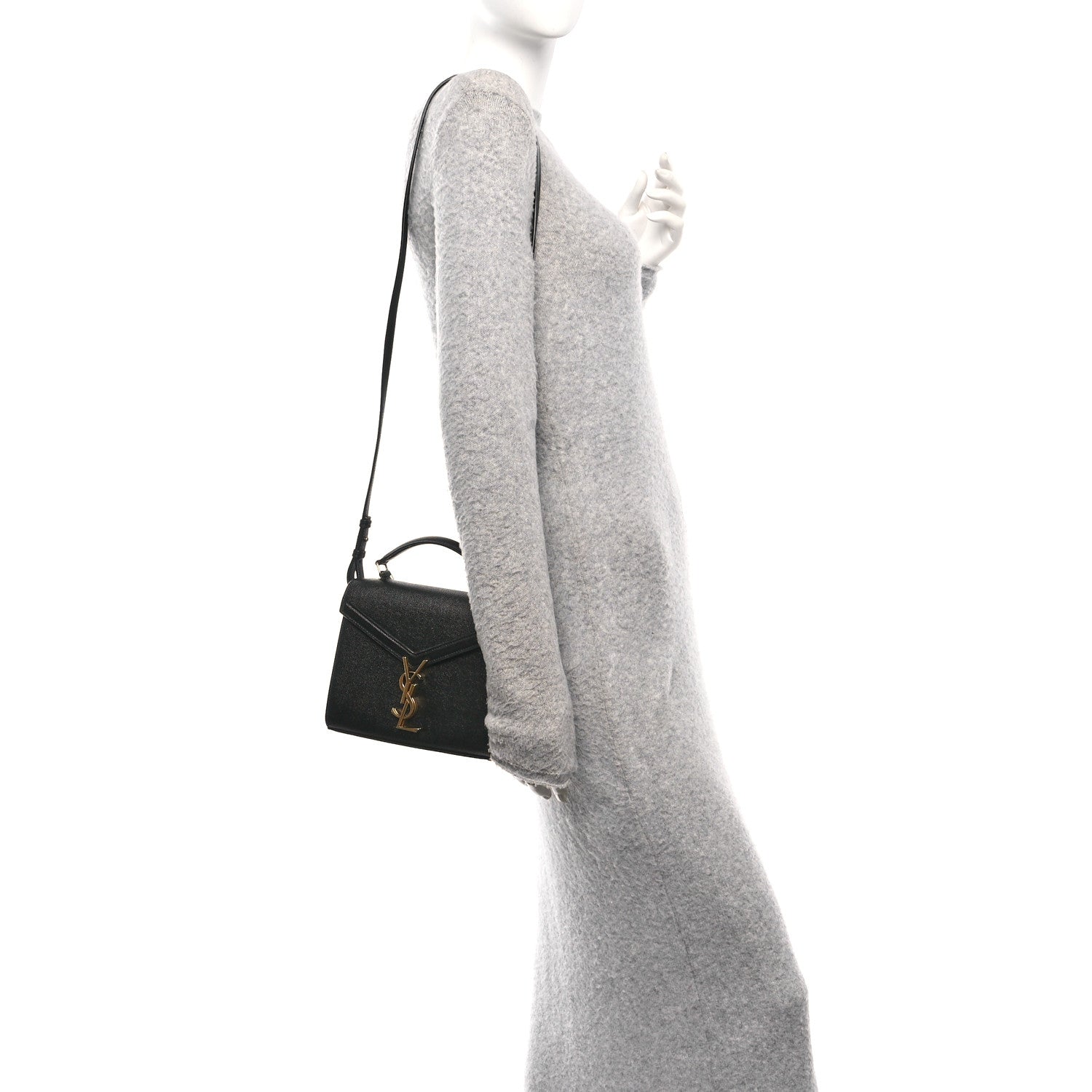 Saint Laurent Grain de Poudre Mini Classic Monogram Cassandra Top Handle Black 2 of 9