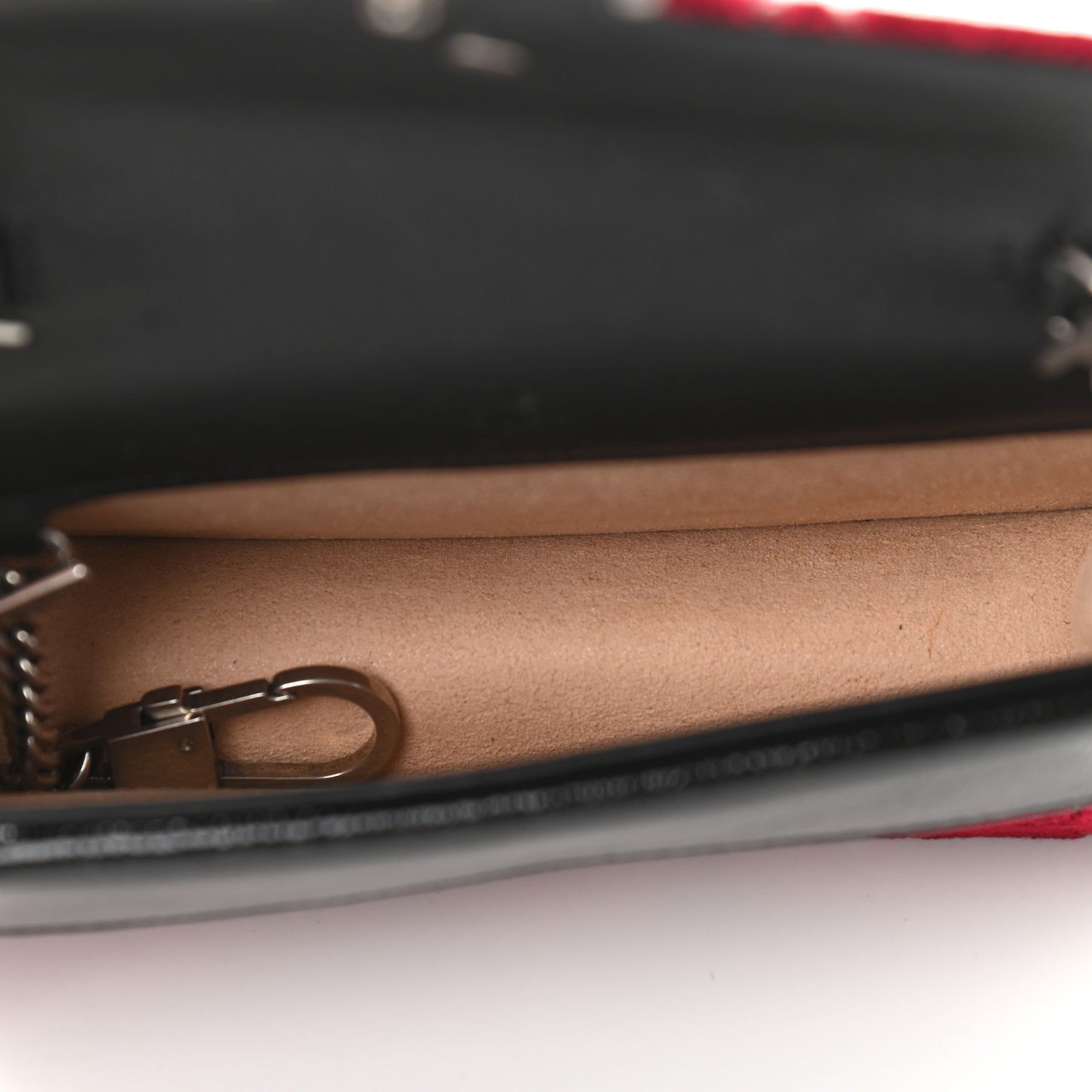 Velvet GG Monogram Super Mini Dionysus Shoulder Bag Red Cipria Black