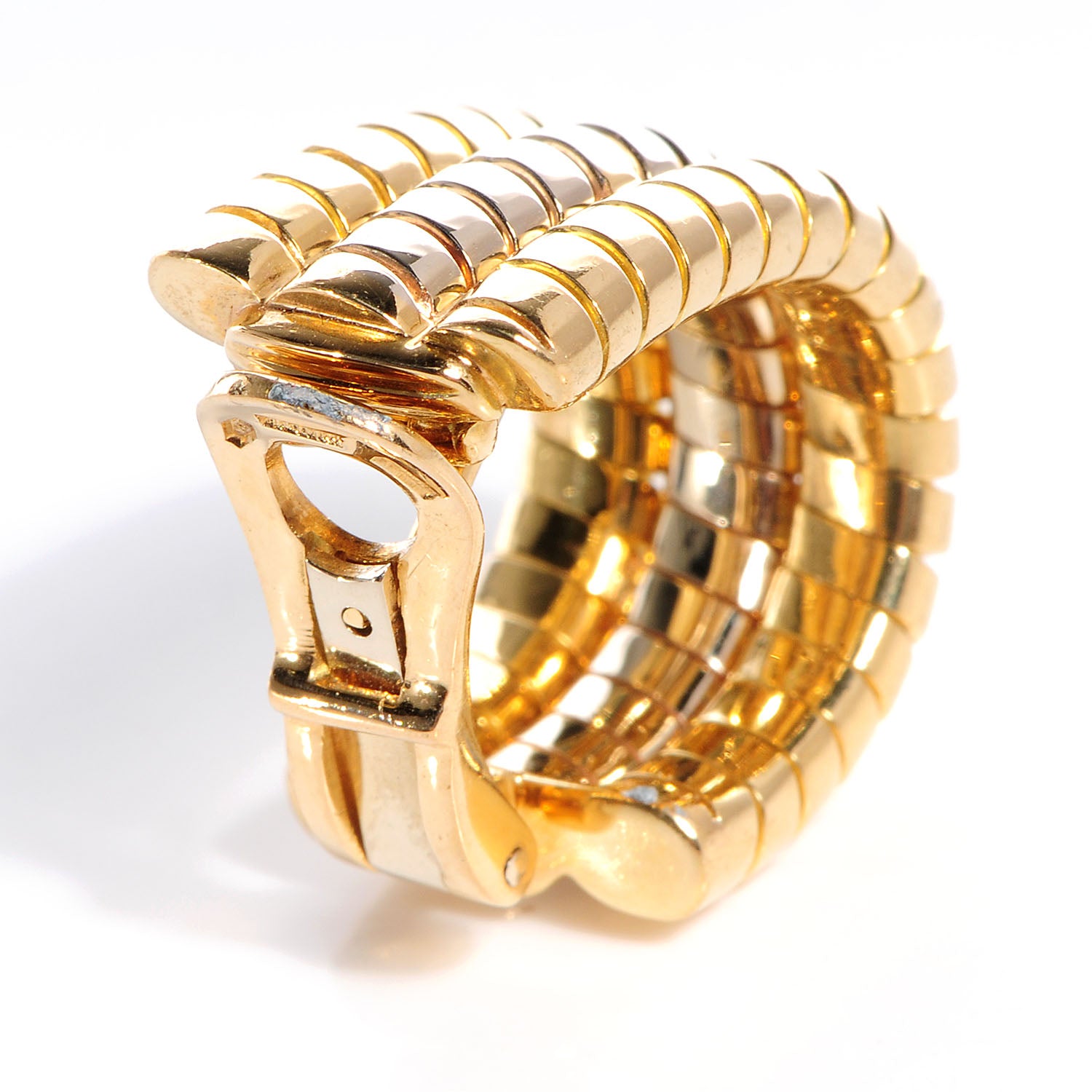 Bulgari BVLGARI 18K Yellow Gold Pink Gold Tubogas Clip On Earrings 3 of 5