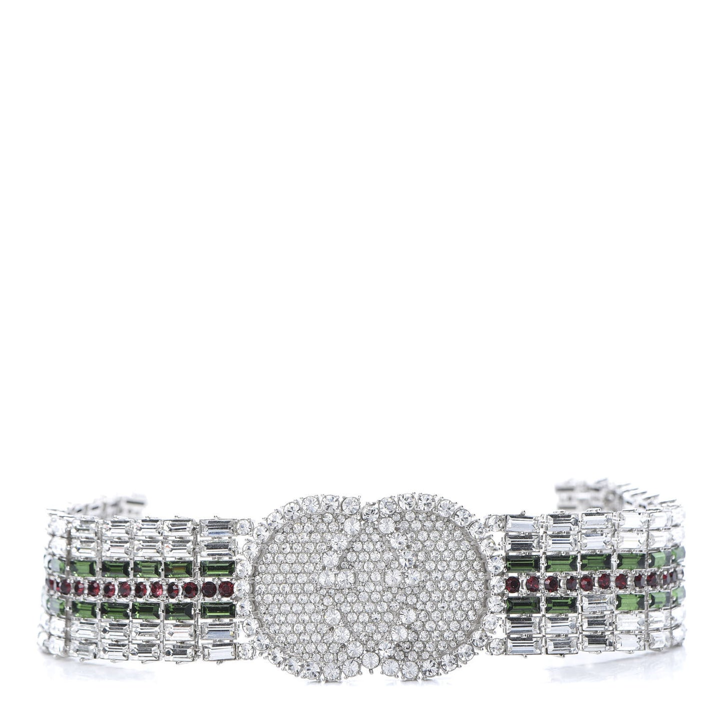 Crystals Double G Web Tennis Choker Necklace Multicolor