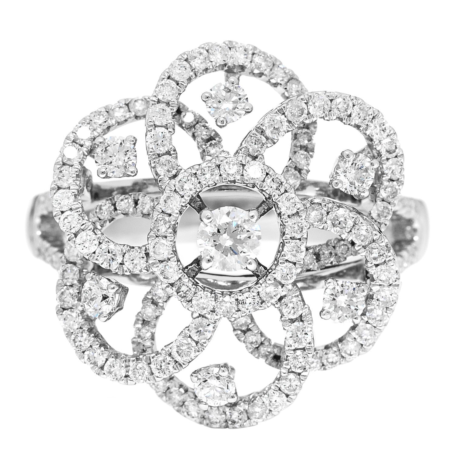 Parker & West by FASHIONPHILE 18K White Gold Diamond 1.24ctw Flower Ring 59 8.75 1 of 10