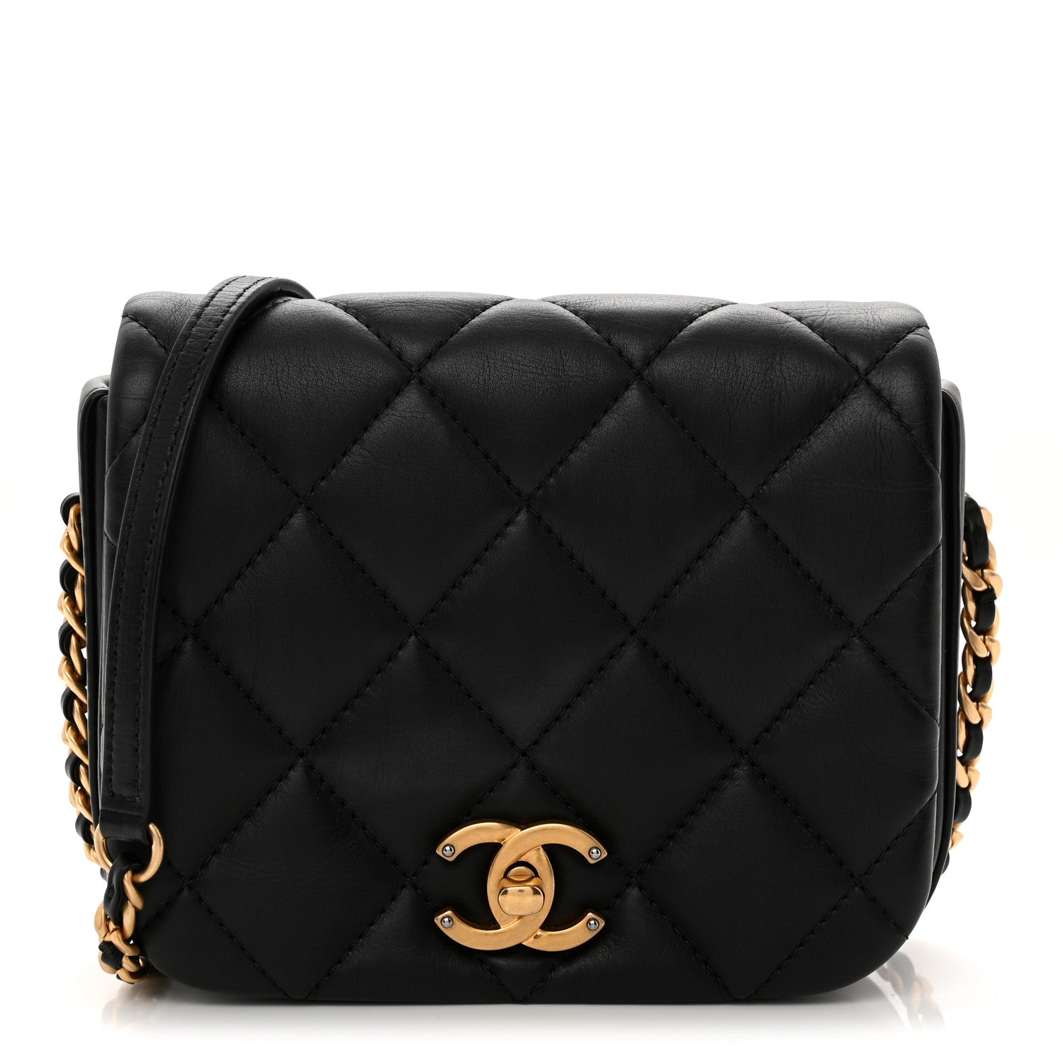 Chanel Calfskin Quilted Mini Nailed CC Flap Bag Black 1 of 11