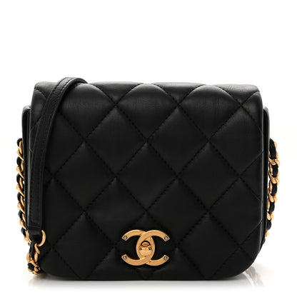 Chanel Calfskin Quilted Mini Nailed CC Flap Bag Black 1 of 11