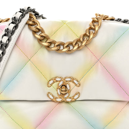 Chanel Printed Goatskin Quilted Medium Chanel 19 Flap White Multicolor 8 of 10