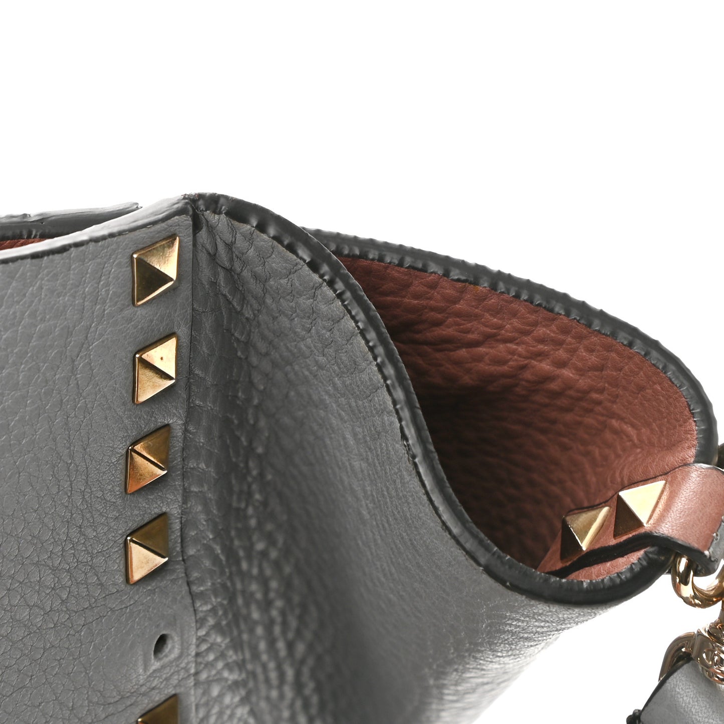 Grained Calfskin Medium Rockstud Reversible Tote Dark Rose Grey