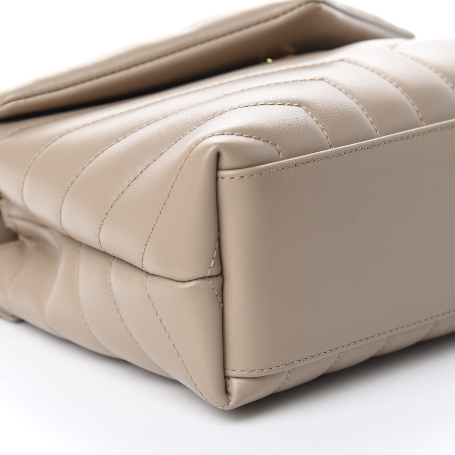 Saint Laurent Calfskin Y Quilted Monogram Small Loulou Chain Satchel Dark Beige 6 of 11