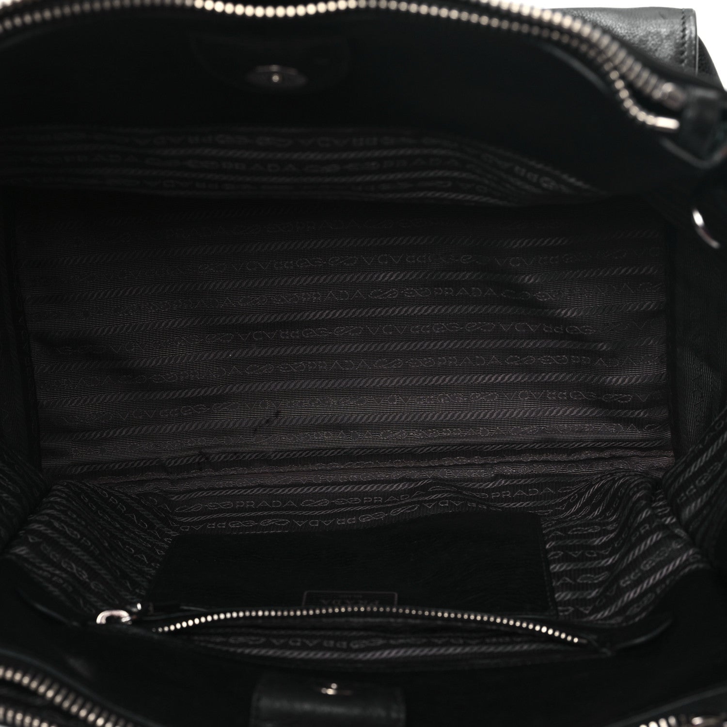 Prada Glace Calf Twin Pocket Tote Black 5 of 12