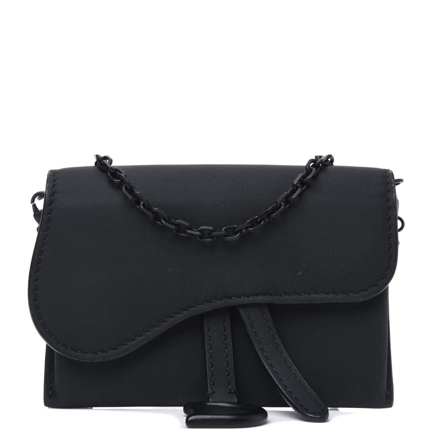 Christian Dior Ultra Matte Calfskin Nano Saddle Chain Pouch Black 1 of 4