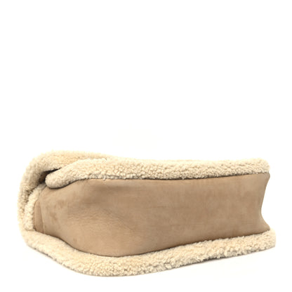 Saint Laurent Nubuck Shearling Monogram Medium Niki Chain Satchel Ivory Natural Tan 4 of 10