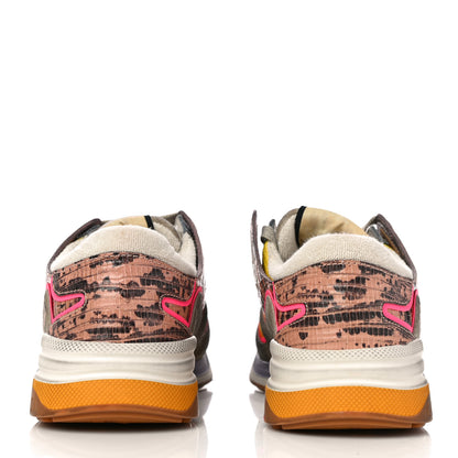 Gucci Suede Calfskin Tejus Printed Womens Ultrapace Sneakers 37 Pink Silver Oatmeal Yolk 6 of 11