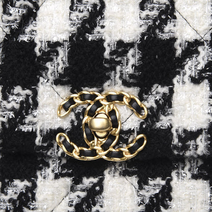 Chanel Tweed Quilted Maxi 19 Flap Black Ecru White 11 of 11
