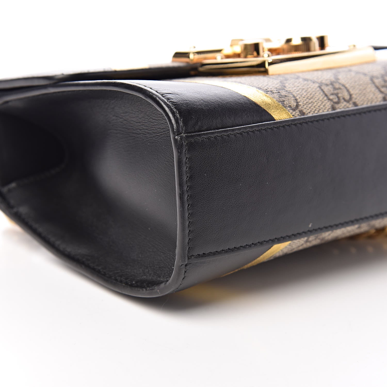 Gucci Calfskin GG Supreme Monogram Small Padlock Shoulder Bag Black Gold 8 of 19