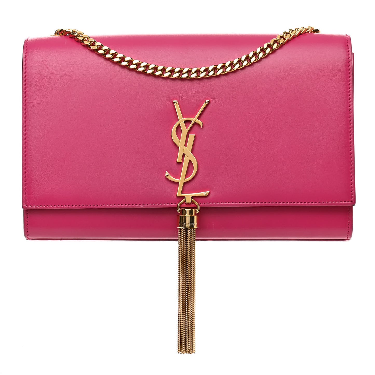 Smooth Calfskin Medium Classic Monogram Kate Tassel Satchel Fuchsia