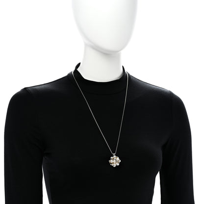 David Yurman Sterling Silver 18K Yellow Gold Diamond Cultured Pearl Cluster Pendant Necklace 2 of 4