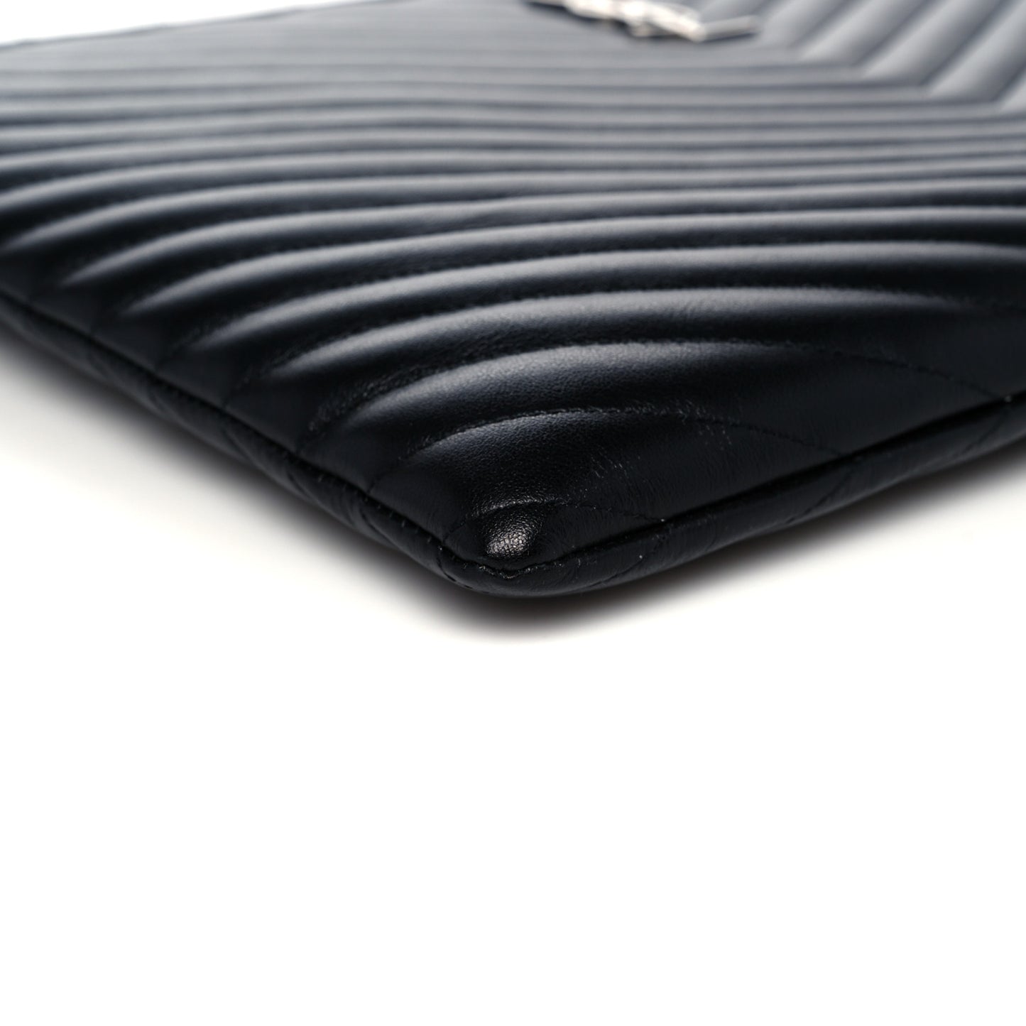 Calfskin Matelasse Chevron Monogram Document Holder Black