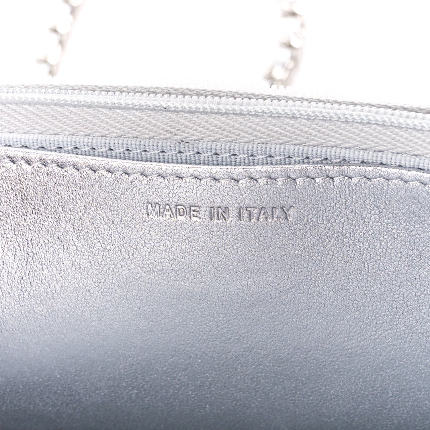Chanel Metallic Lambskin Quilted Wallet On Chain WOC Silver 8 of 13