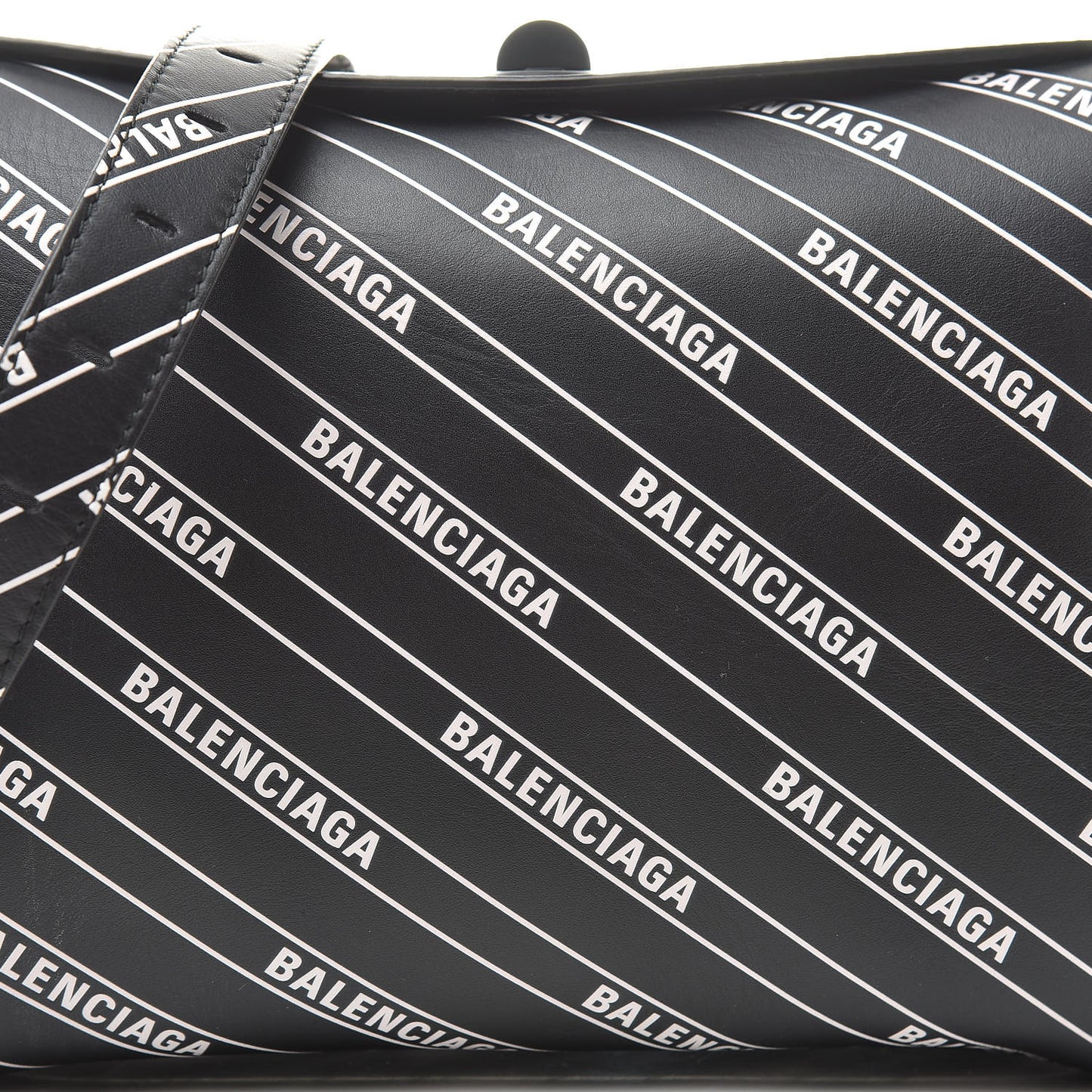 Calfskin Diagonal Allover Logo Print S Flap Bag Black White