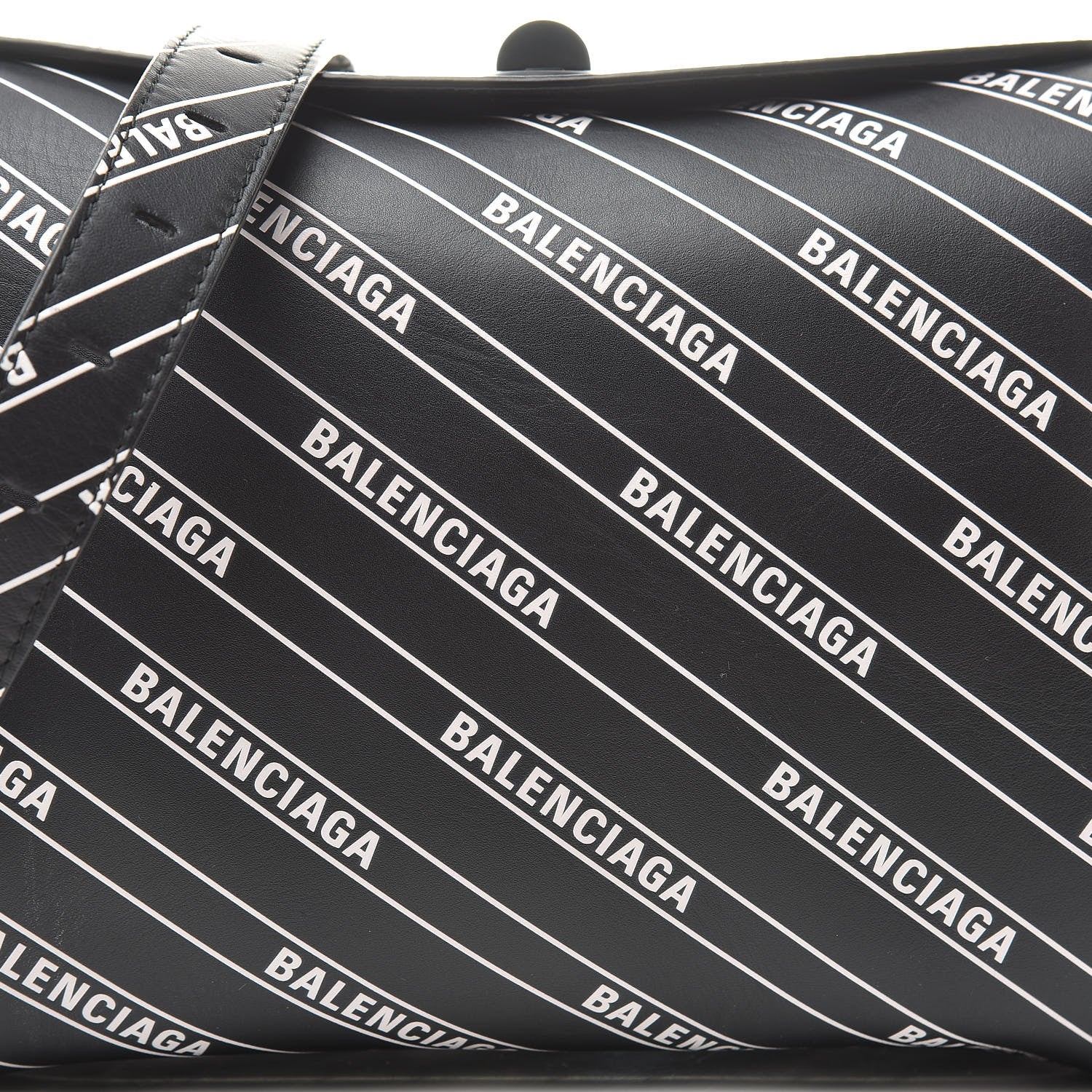 Balenciaga Calfskin Diagonal Allover Logo Print S Flap Bag Black White 7 of 9