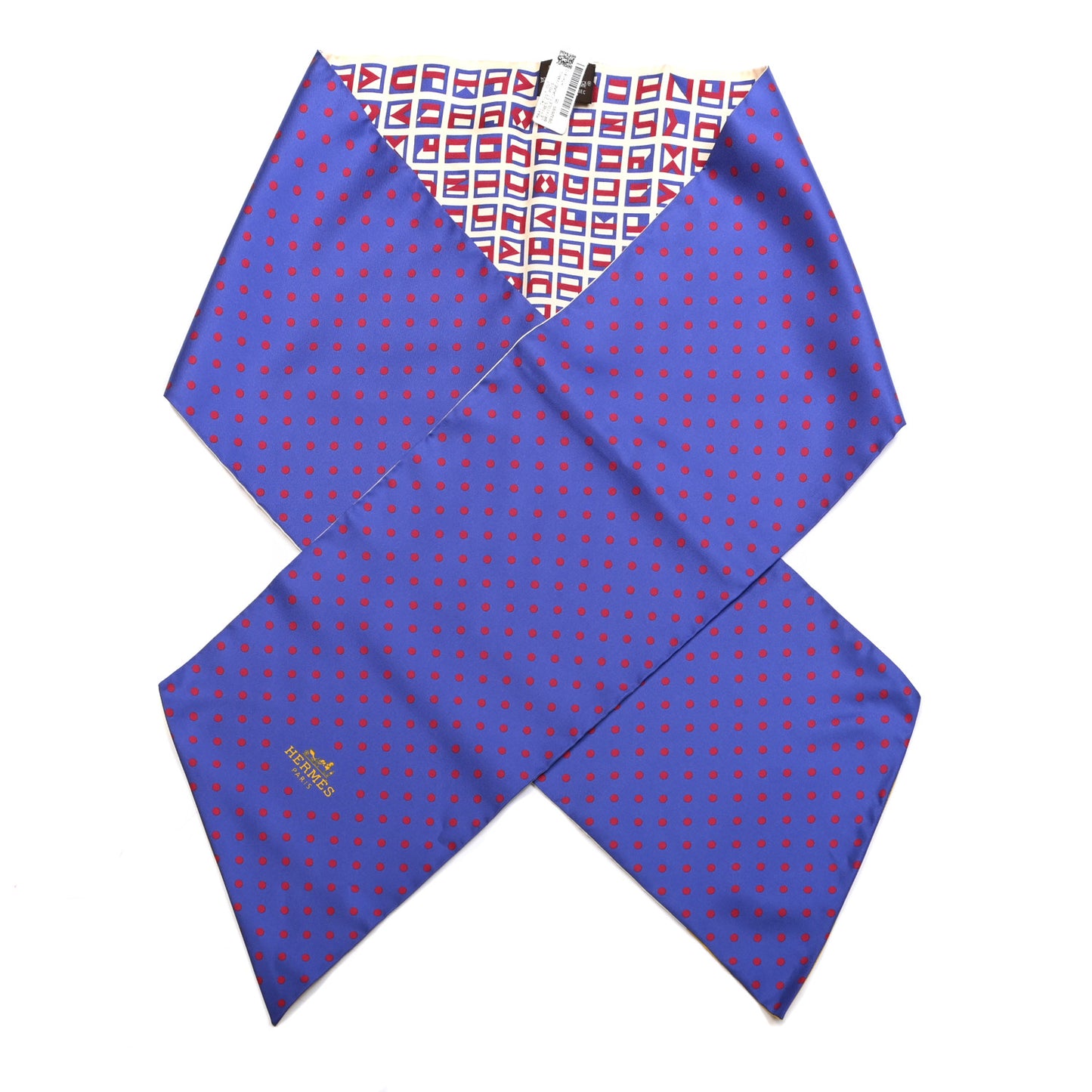 Silk Lettres Et Pois Maxi Twilly Cut Violet Jaune Vanille