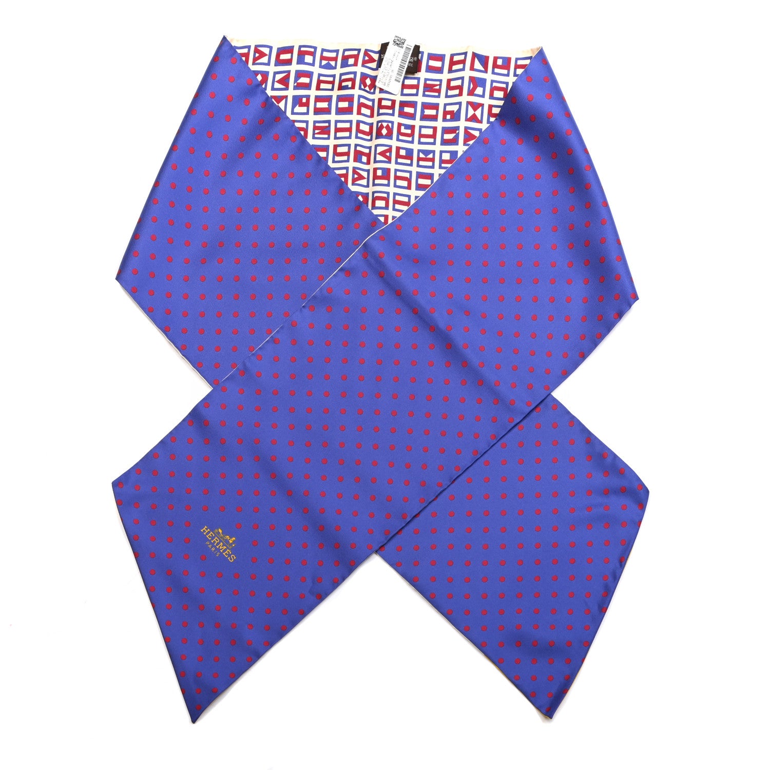 Hermes Silk Lettres Et Pois Maxi Twilly Cut Violet Jaune Vanille 1 of 4