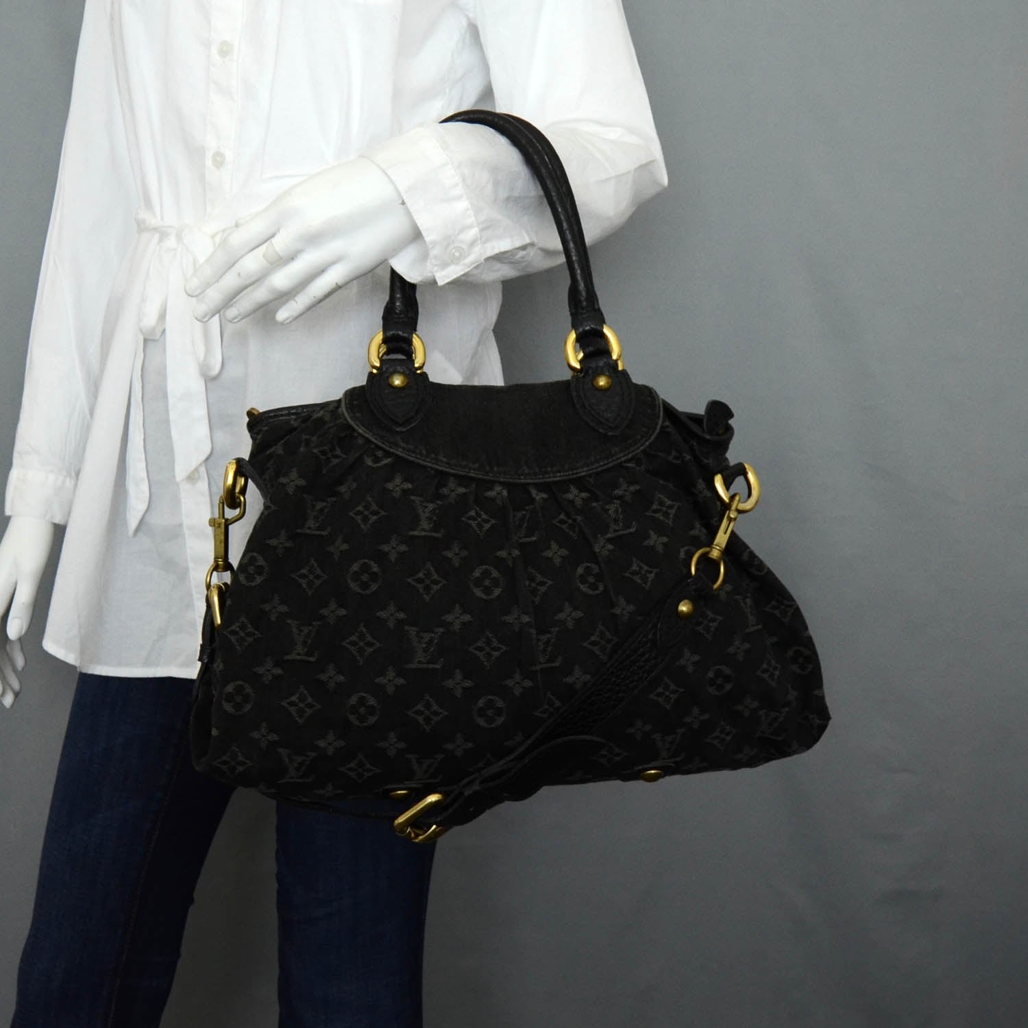 Louis Vuitton Denim Neo Cabby MM Black 2 of 8