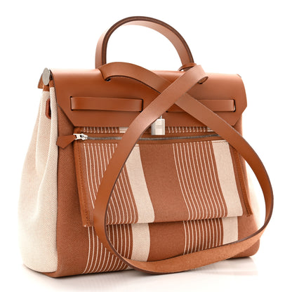 Hermes Vache Hunter Toile H Vibration Herbag Zip Retourne 31 PM Fauve Ecru Beige 5 of 12
