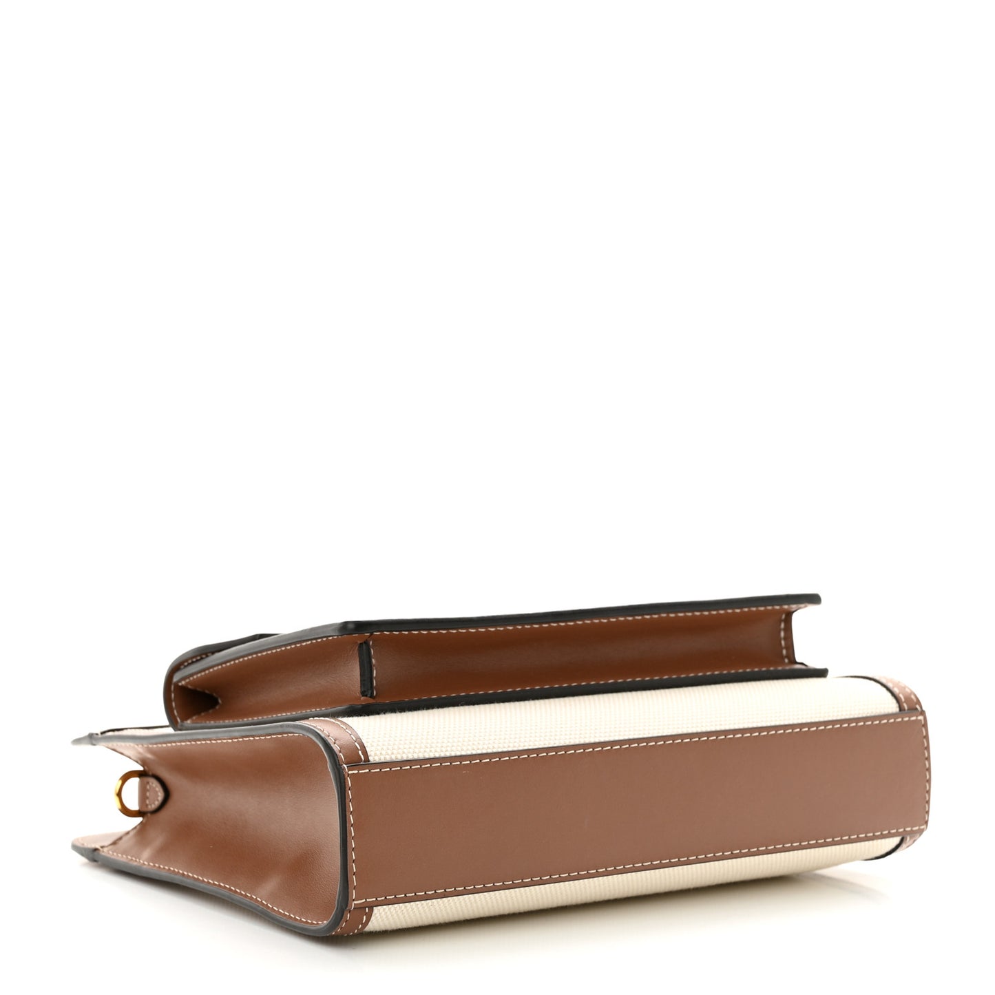 Canvas Smooth Calfskin Two Tone Mini Pocket Bag Natural Malt Brown