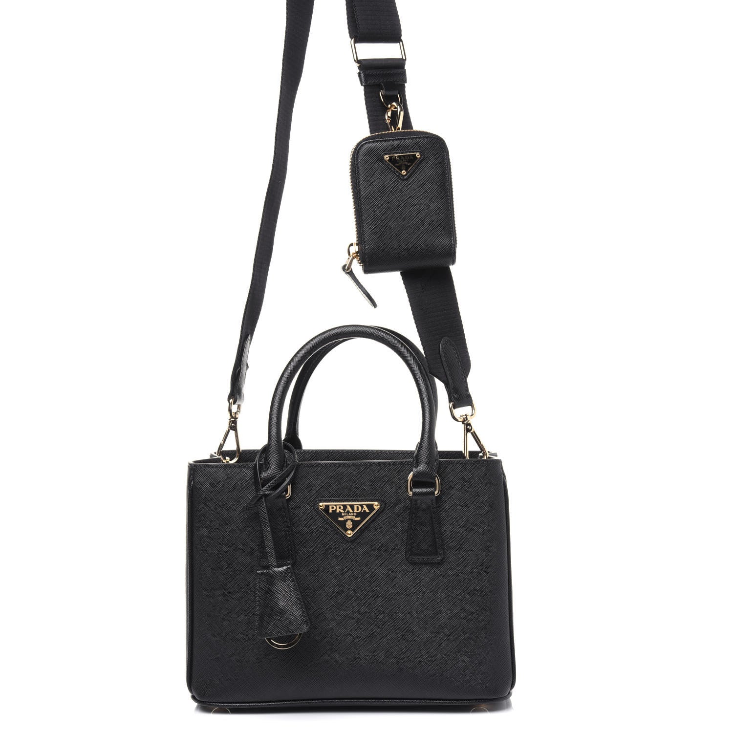 Prada Saffiano Lux Micro Galleria Shoulder Bag Black 6 of 19