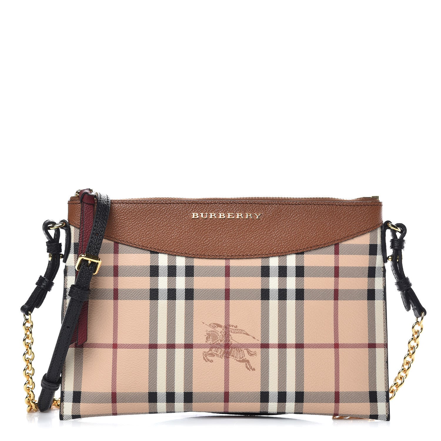 Burberry Haymarket Check Peyton Crossbody Clutch Bag Toffee 1 of 8