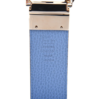 Gucci Dollar Calfskin 1973 Reversible Belt 75 30 Black Mineral Blue 3 of 6