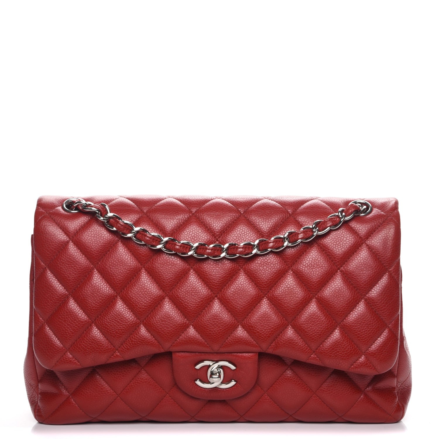 Chanel Caviar Quilted Jumbo Double Flap Red 1 of 7