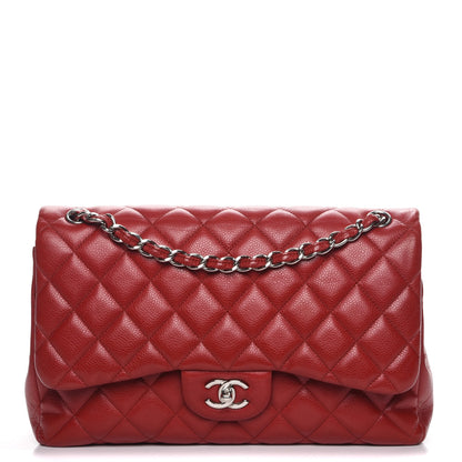 Chanel Caviar Quilted Jumbo Double Flap Red 1 of 7